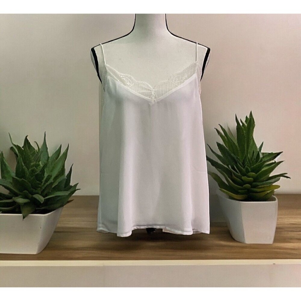 Wishlist Apparel Womens Cami Top Size M Ivory Spaghetti Strap Lace